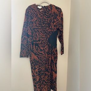 SILKS by St. Gillian like new brown and black pattern size 14 zip in back